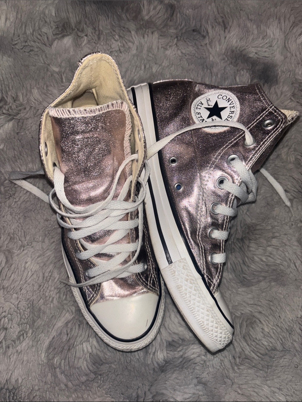 Converse Metallic Pink High Top Sneakers